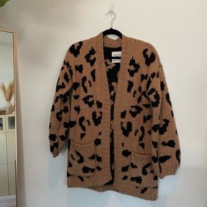 Womens leopard print sweater cardigan
